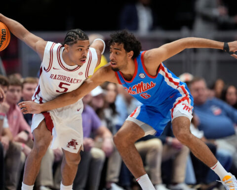 No. 17 Arkansas edges Mississippi 93-90 in OT to reach SEC title game