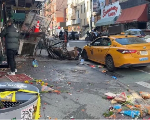 Woman falls through bodega's basement door after cab crashes into her, another woman