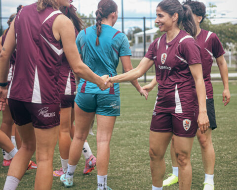 Iranian women soccer players granted asylum in Australia are pictured training in Brisbane