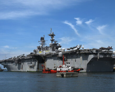US warship believed carrying Marines to Middle East passes Singapore