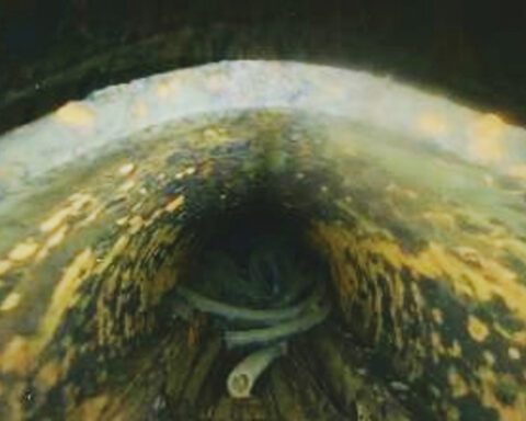 Drone video from inside a Fukushima reactor shows a hole in pressure vessel, likely fuel debris