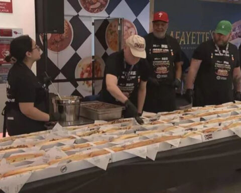 On National Cheesesteak Day, Philadelphia sets world record for "Longest Line of Cheesesteaks"
