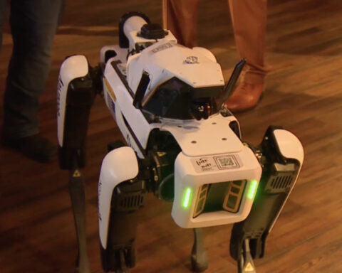 Robotic drone dogs powered by artificial intelligence aim to provide new security in crowded Las Vegas areas