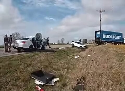 Body cam video shows moment stolen Bud Light semi crashes into a deputy’s cruiser