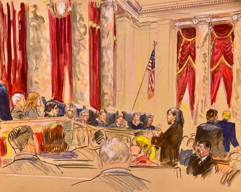 Whispers in the Supreme Court as Trump takes a front-row seat for oral arguments