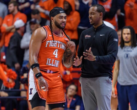 ‘We nearly lost both of them’: Camryn Crocker tells how wife and newborn child fought for life amid Illinois’ Final Four run