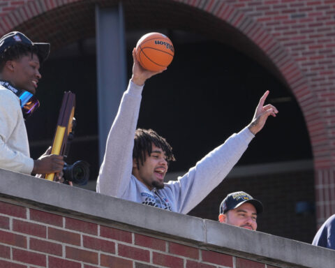 Back in Ann Arbor, Dusty May tells jubilant Michigan fans: ‘This trophy is yours’