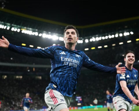Arsenal beats Sporting Lisbon on Havertz's late goal in Champions League quarterfinals