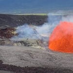 Kilauea eruption episode 44 fountains for over 8 hours; tephra chunks falling in nearby areas