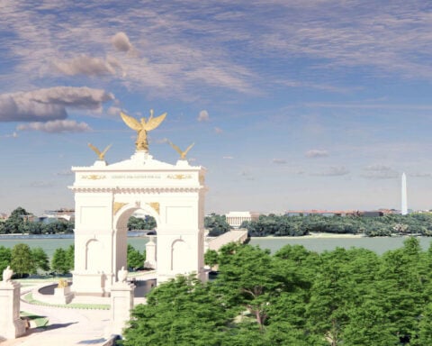 Trump administration unveils renderings of its proposed gold-accented arch