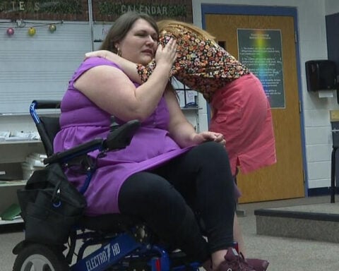 Heartfelt sendoff held for teacher stepping down to fight incurable nerve disease