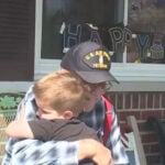 Veteran known for waving at school buses gets special birthday surprise