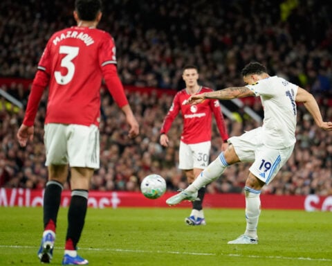 Okafor decisive double helps Leeds win thrilling encounter at Old Trafford