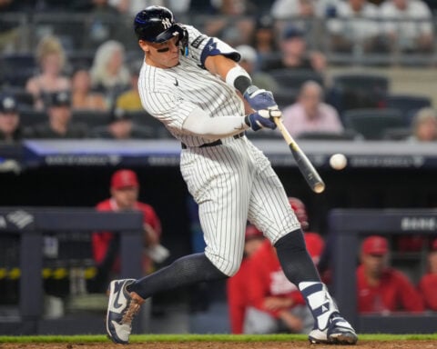 Mike Trout vs. Aaron Judge turns into starry slugfest of 3-time MVPs as Yanks edge Angels 11-10