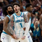 LaMelo Ball's layup, Miles Bridges' block at buzzer give Hornets 127-126 win over Heat in play-in