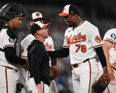 Orioles manager Craig Albernaz returns — with a broken jaw — a day after being hit by a foul ball