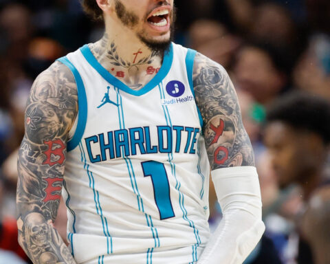 LaMelo Ball punches team mascot Hugo twice after Hornets knock Heat out of play-in tournament