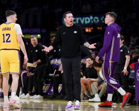 Kevin Durant, LeBron James meet in playoffs for 4th time when Rockets visit short-handed Lakers