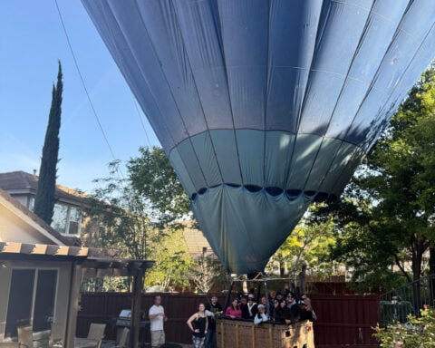 Mind if we drop in? Hot air balloon with 13 aboard makes emergency landing in California backyard
