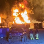 A well site explosion triggers a large fire and evacuations in Texas, but no injuries