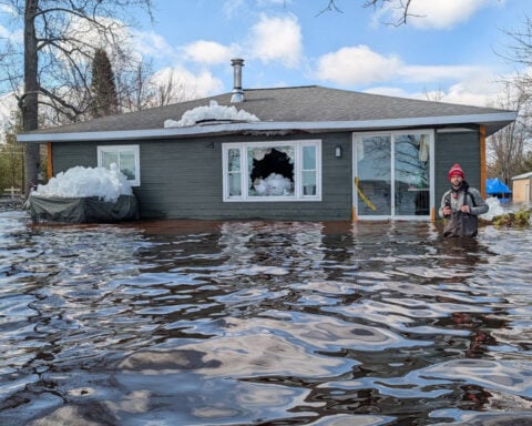 Heavy rain and snowmelt are hurtling large chunks of ice into northeastern Michigan homes