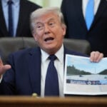 Lincoln Memorial Reflecting Pool gets a blue coating as Trump tackles renovation project