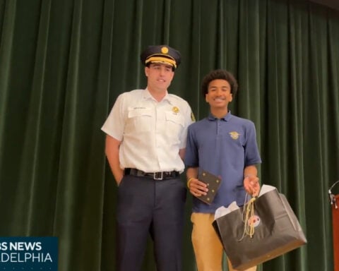 Police, fire departments honor Philadelphia teen who broke car window to help woman