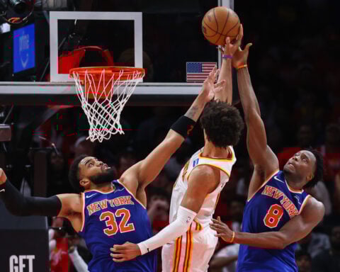 Towns has a triple-double and the Knicks beat the Hawks 114-98 to tie the series at 2-2