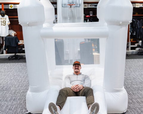Paul Skenes rents a bounce house for Pirates' clubhouse to celebrate Konnor Griffin's 20th birthday
