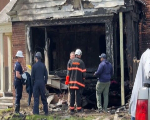 Car slams into home on Detroit's west side, bursts into flames