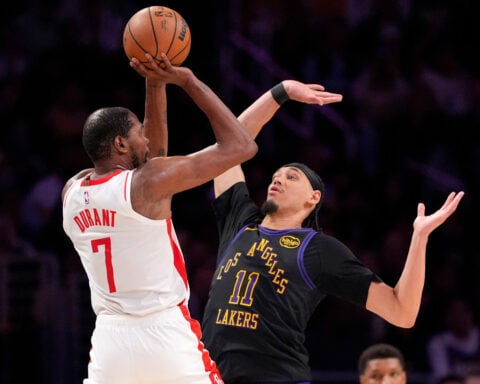 Rockets' Kevin Durant makes progress with injury but a return for Game 5 vs. Lakers seems unlikely