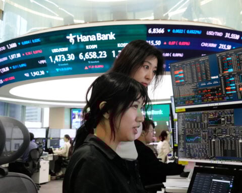 Asian stocks gain and oil prices decline after the UAE says it will exit OPEC