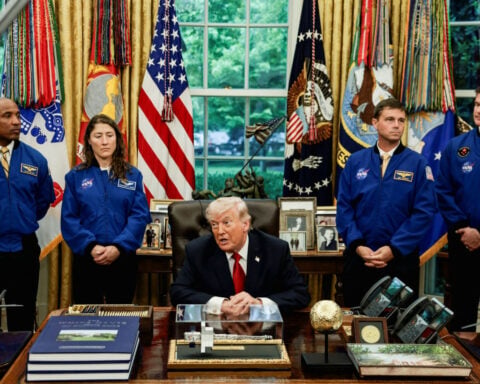 Trump welcomes Artemis II astronauts to Oval Office — and fields questions on Iran, Comey and UFOs