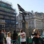 Banksy installs statue of flag-wielding man in central London