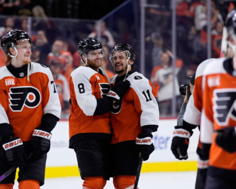 Cam York threw his stick in the stands after scoring an OT winner, but the Flyers star got it back
