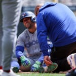 George Springer leaves Blue Jays game after being hit by pitch again on left foot