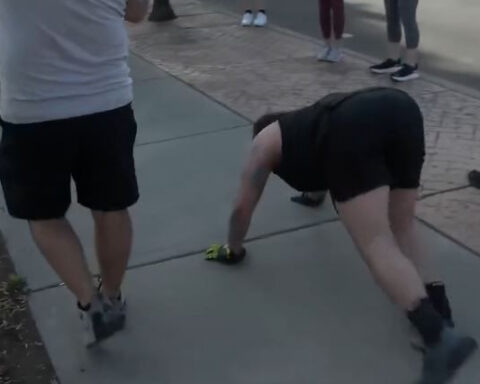 Man bear crawling 12K race for addiction awareness finishes in just under 24 hours