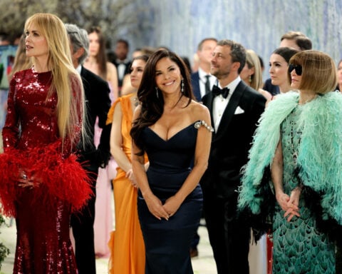 Stars embrace costume at Met Gala as protesters target Bezos