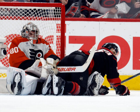 Hall's OT score helps Hurricanes top Flyers 3-2 to take 2-0 lead in 2nd-round series of NHL playoffs