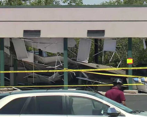 Bank drive-thru collapses on multiple vehicles, one person taken to hospital
