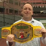 Joey Chestnut, legendary competitive eater, attends OKC Comets game for taco-eating contest