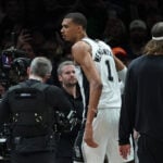 Wembanyama gets ejected early in Spurs-Wolves Game 4 for elbowing Reid and drawing a Flagrant 2 foul