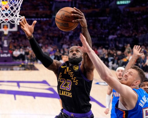 Champion Thunder hold off tenacious Lakers 115-110 in Game 4 for another playoff series sweep