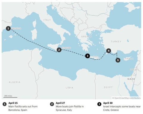 Israeli troops intercept a flotilla off Cyprus as it tries to breach the Gaza blockade