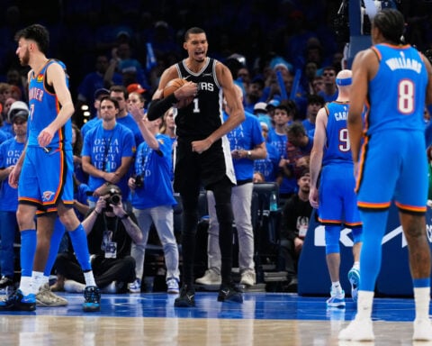 Wembanyama has 41 points, 24 rebounds and Spurs top Thunder 122-115 in 2OT to open West finals