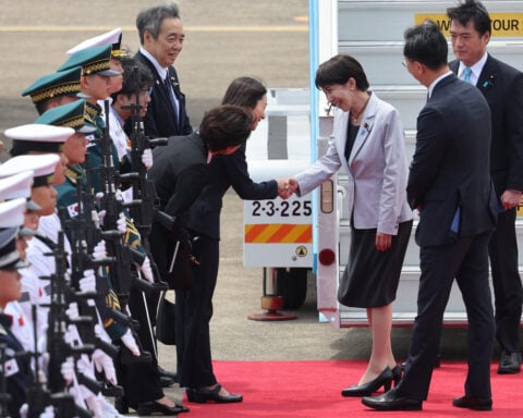 Japanese prime minister travels to meet South Korea president for second leg of hometown summits