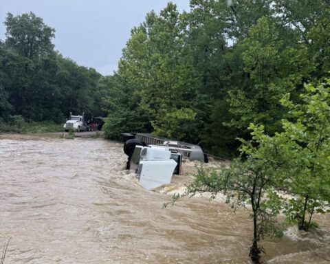 Truck swept away in Oklahoma floodwaters