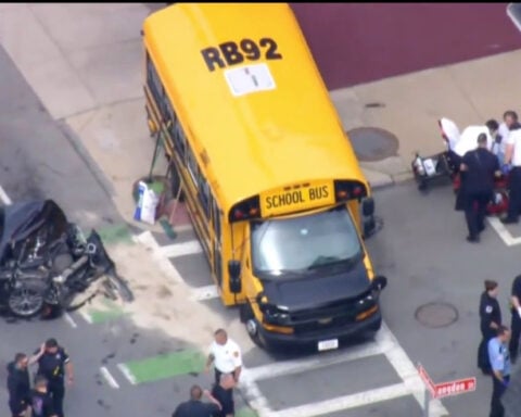 Video shows school bus crash in Everett, Massachusetts; 9 students taken to hospital