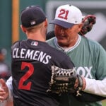 Rocket returns: Roger Clemens throws out 1st pitch to son Kody at Fenway