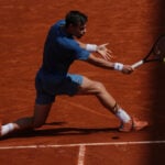 Gotta go: Home player Arthur Gea takes emergency bathroom break during French Open debut